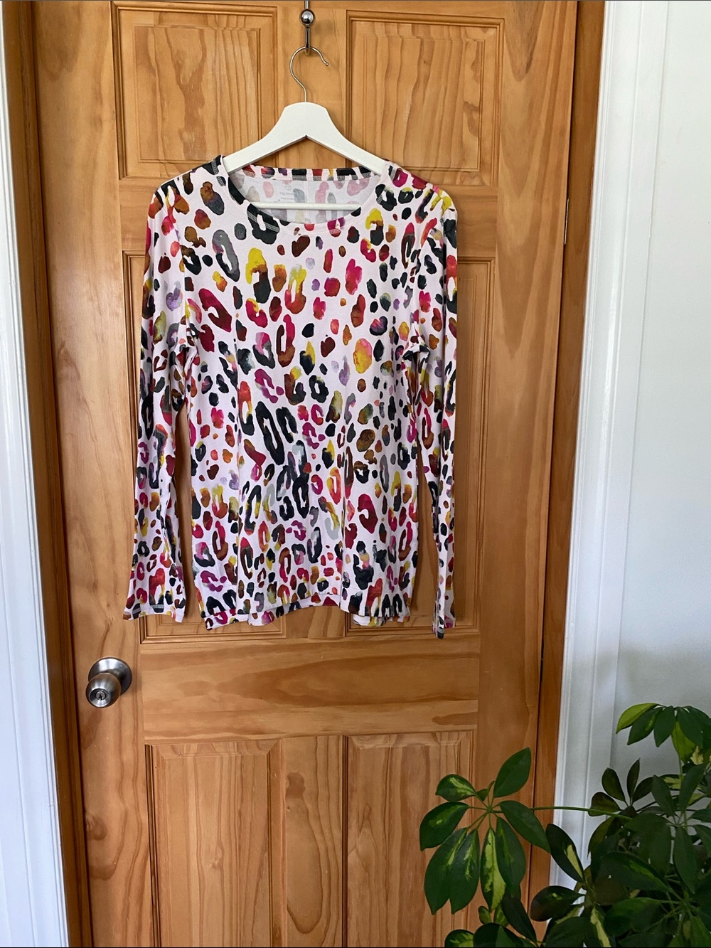 Talbots Multicolor Leopard-Print Long Sleeve Top